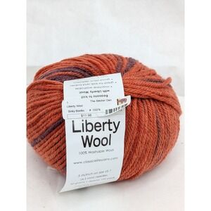 Liberty Wool Self-Striping Yarn Smokey Bonfire Orange Red Worsted  100% Wool